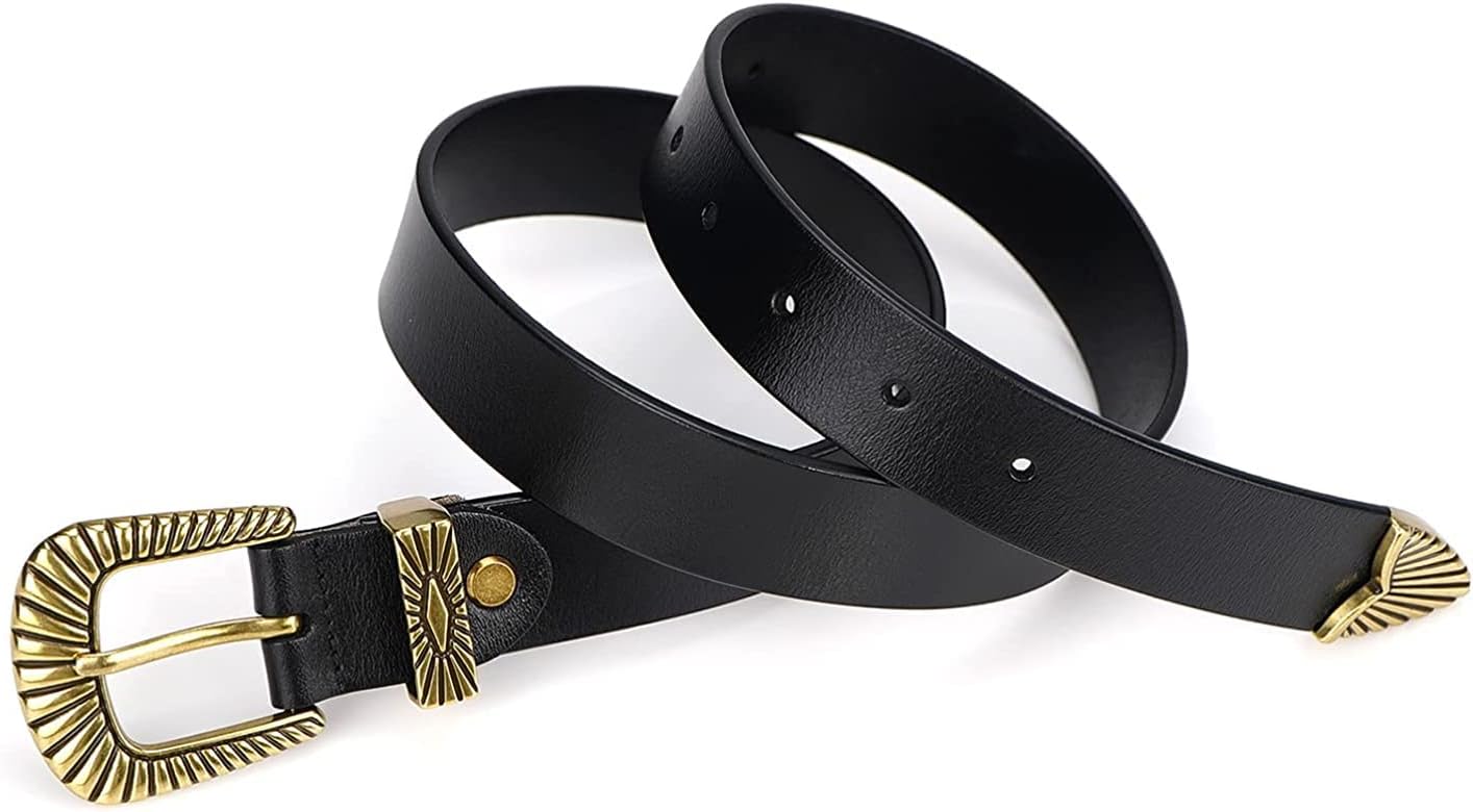 ALAIX Belts for women Women's Belts Silver Gold Buckle leather belts Black Western belts Jeans Pants belts for women - Image 8