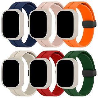 MINX Smart Watch Strap Compatible for Apple Watch Band 38mm / 40mm / 41mm / 42mm / 44mm / 45mm / 49mm Series 8 / 7 / 6 / 5 / 4 / 3 / 2 / 1 SE Soft Silicone (Combo Packs) (6 Magnetic Silicone-1, 42mm/44mm/45mm/49mm/Ultra)