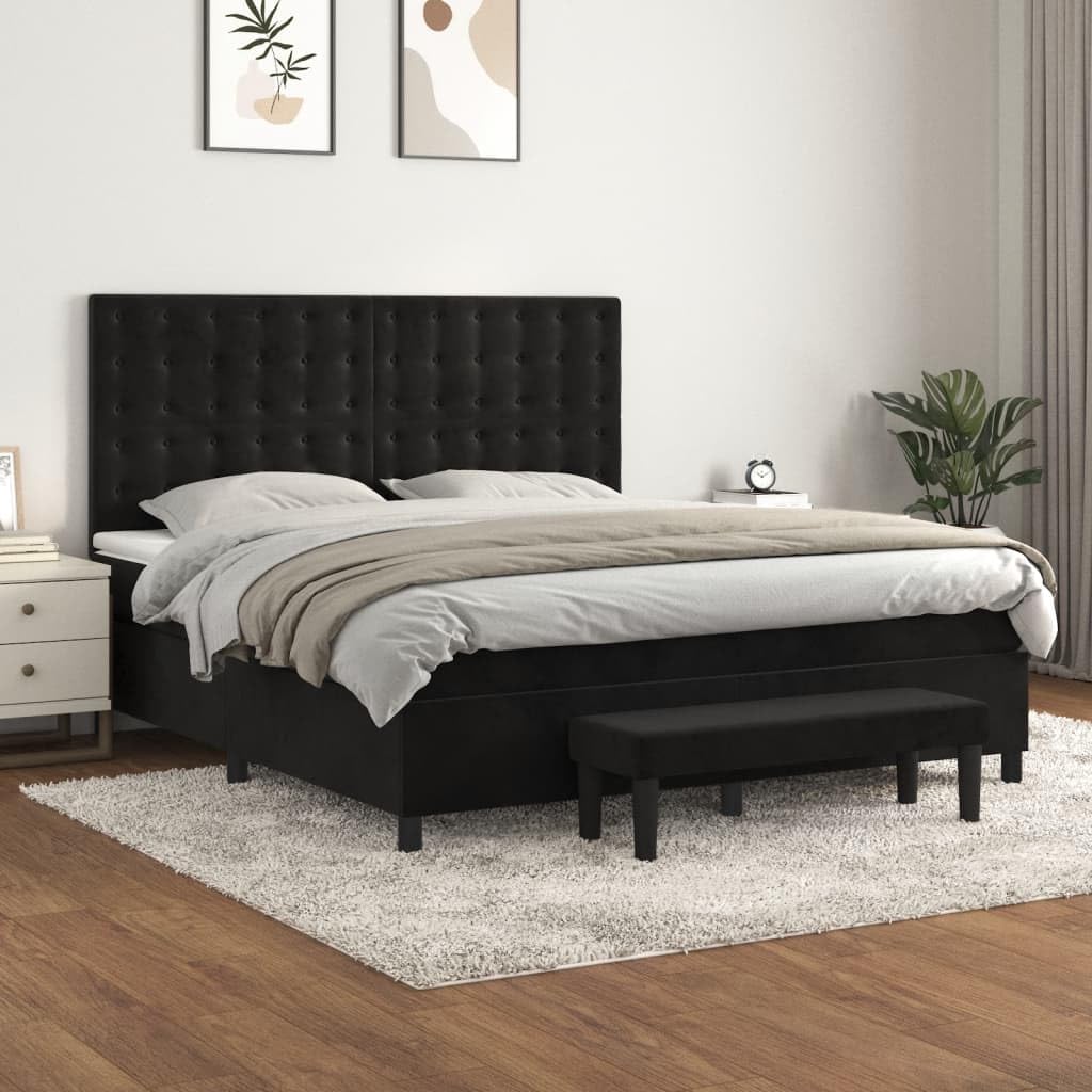 Lit à Ressort LED avec Matelas Noir 90 x 190 cm Tissu RGB éclairage réglable tête de lit Design Moderne Cadre à Lattes pour Chambre Salon 140 kg