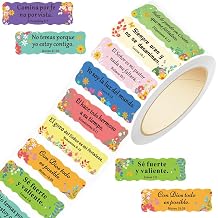200 Pcs Spanish Bible Verse Stickers Roll, Colorful Floral Inspirational Scripture Labels for Packaging, Gift Wrapping, Envelope Sealing, Journals and Scrapbooking Decoration