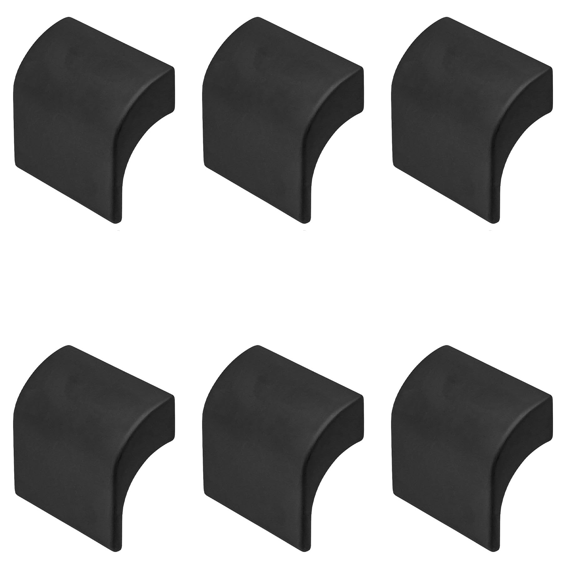 Decoranddecor Amory Curved Square Knob Pull Handle for Cupboard Cabinet - Zinc 32mm Hole Centre (Matt Black, 6 Pack)