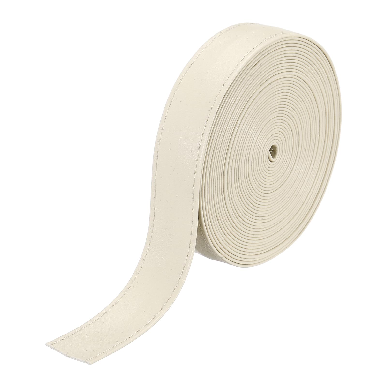 sourcing map 5.5Yard/5m Double Sided PU Leather Strap, 0.79 Inches Wide Flat Leather Strips Cord String for Clothing Bag DIY Craft Making, Beige