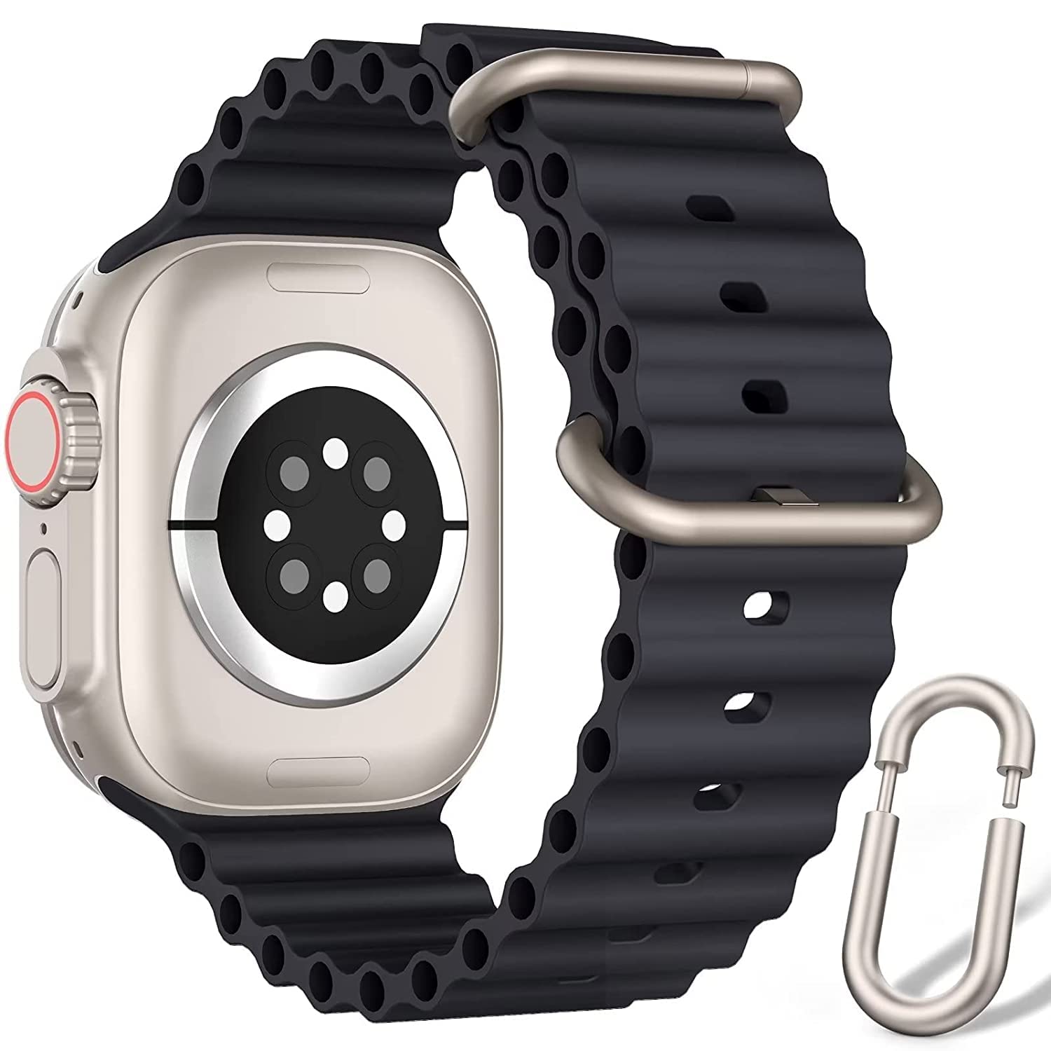 Smart Watch Strap Compatible For Apple Watch Straps 45mm 44mm 42mm, Soft Silicone Sports Wristband for iWatch Series 7/6/5/4/3/2/1/SE (Watch Not Included) (Black) (B0BSLRSP3Y) Amazon Price History, Amazon Price Tracker