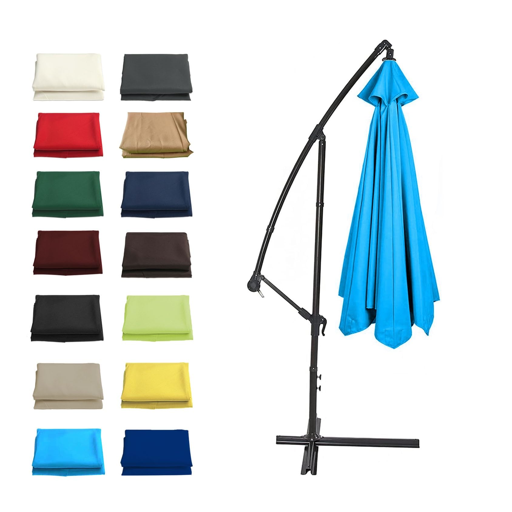 GZDXBF 6 Ribs / 8 Ribs Umbrella Fabric Canopy Cover, 200/270/300cm Patio Umbrella Replacement Cloth Canopy, Easy To Install/Washable/Breathable(Color:Lake blue,Size:6 ribs: 2.7m/8.8ft) โ image 1