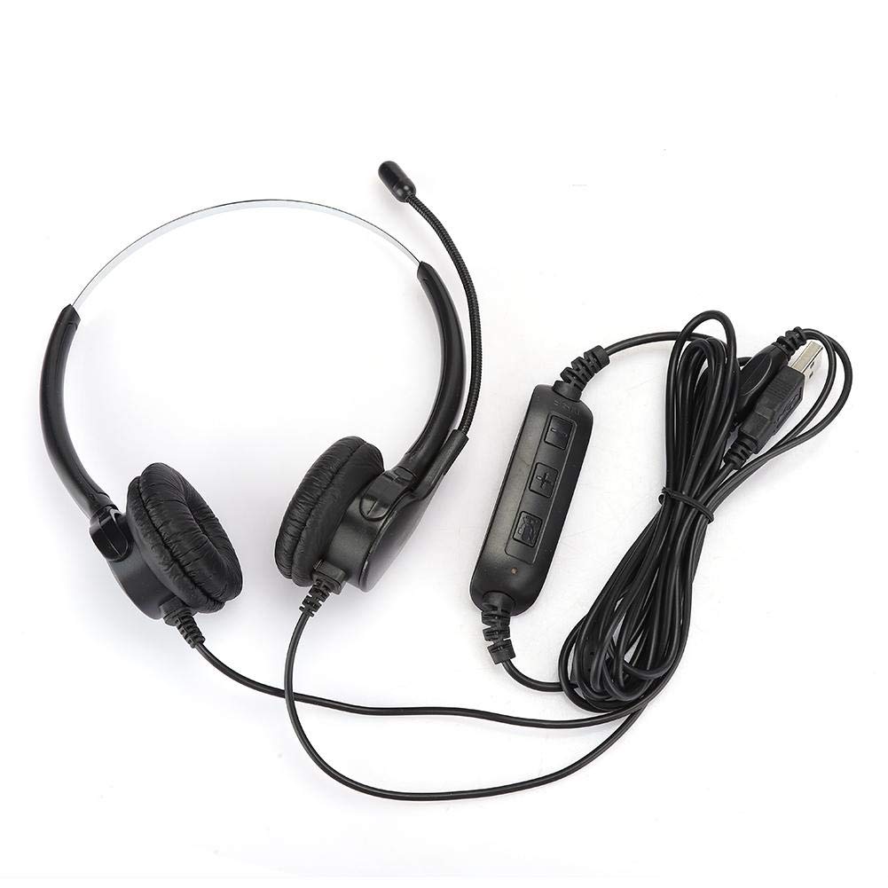 Telephone Headset, Binaural USB Headphone with mic, Call Center Headset