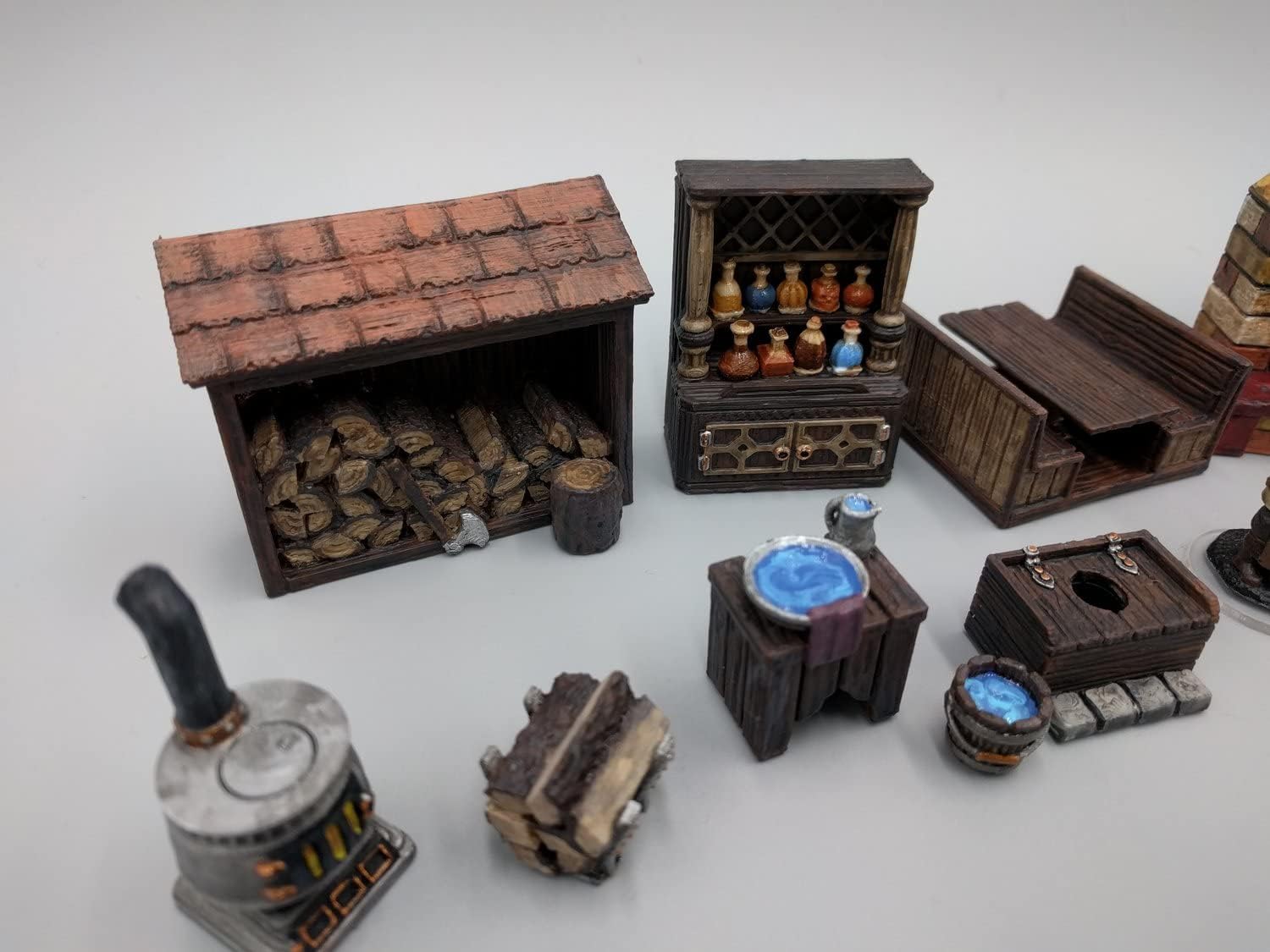 Inn and Tavern Ver.A Furniture Set DND Terrain 28mm for Dungeons and Dragons, D&D, Pathfinder, Warhammer 40k, RPG, Miniatures, Age of Sigmar, Tabletop, D and D, Dungeons and Dragons Gifts