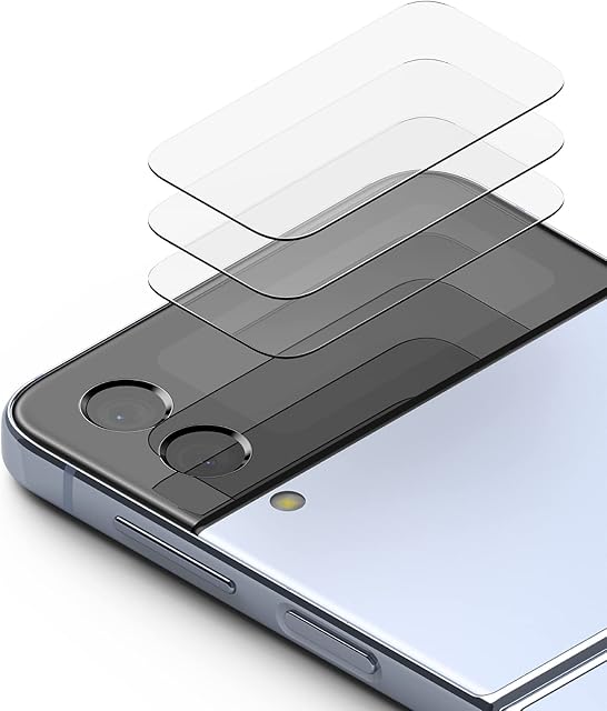 Ringke Cover Display Glass [3 Pack] Compatible with Samsung Galaxy Z Flip 4, Exterior Cover Display Tempered Glass Screen Protector Film 9H Hardness