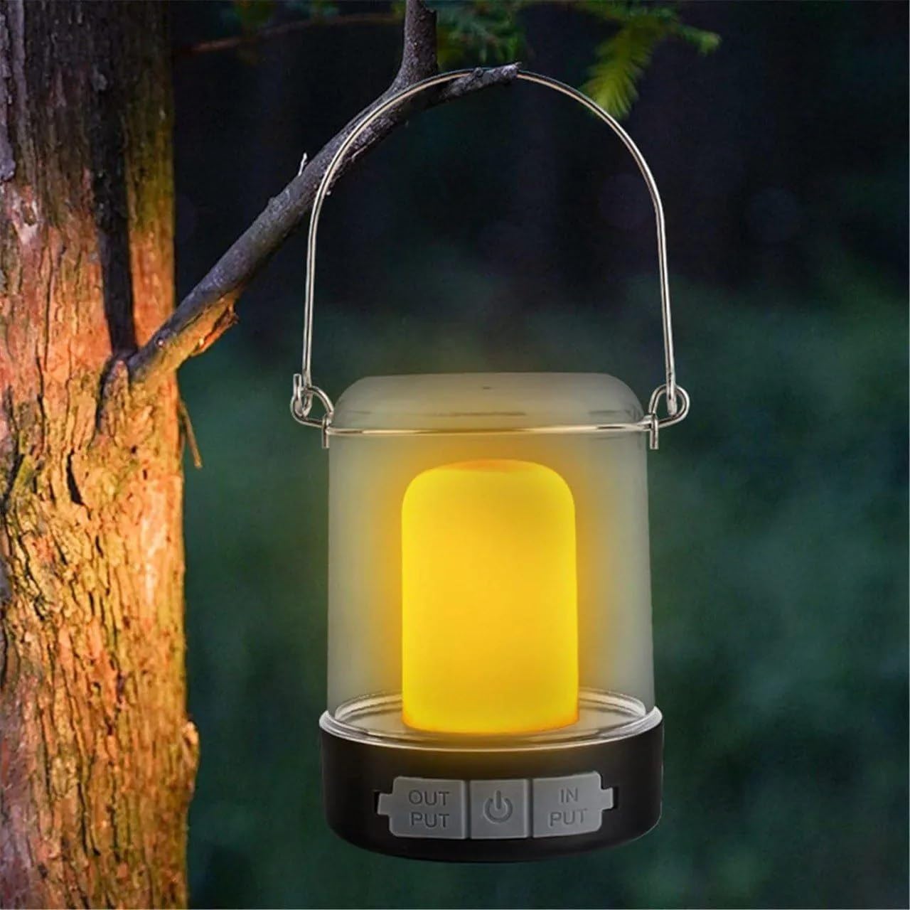 Rechargeable Camping Lantern with Power Bank | Portable LED Tent Light with 3 Lighting Modes White Warm Flame | USB Input Output Emergency Hanging Lantern for Camping Hiking Outdoor Power Cut-image-43