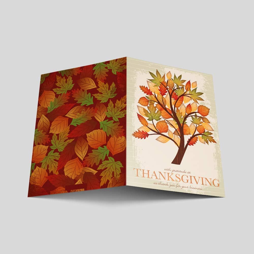 The Thanksgiving Tree - Thanksgiving Cards | 25 Standard Greeting Cards with Your Custom Message and Envelopes | Printed in the USA