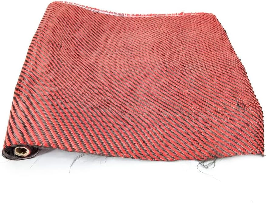 12" X 60" Carbon Fiber Fabric Cloth 3k 2x2 Twill Weave Fabric 220gsm Black & Red