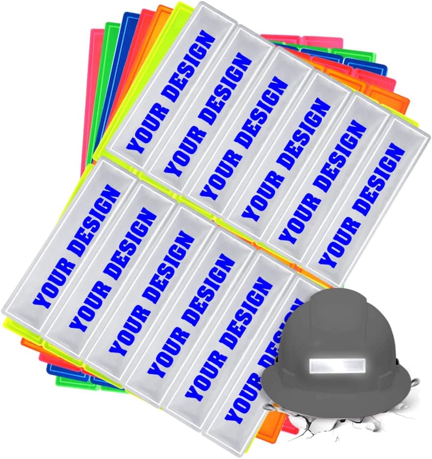High Visibility Reflective Safety Hard Hat Sticker Customize Logo Hi-Vis Sticker for Helmet (Rectangle White)