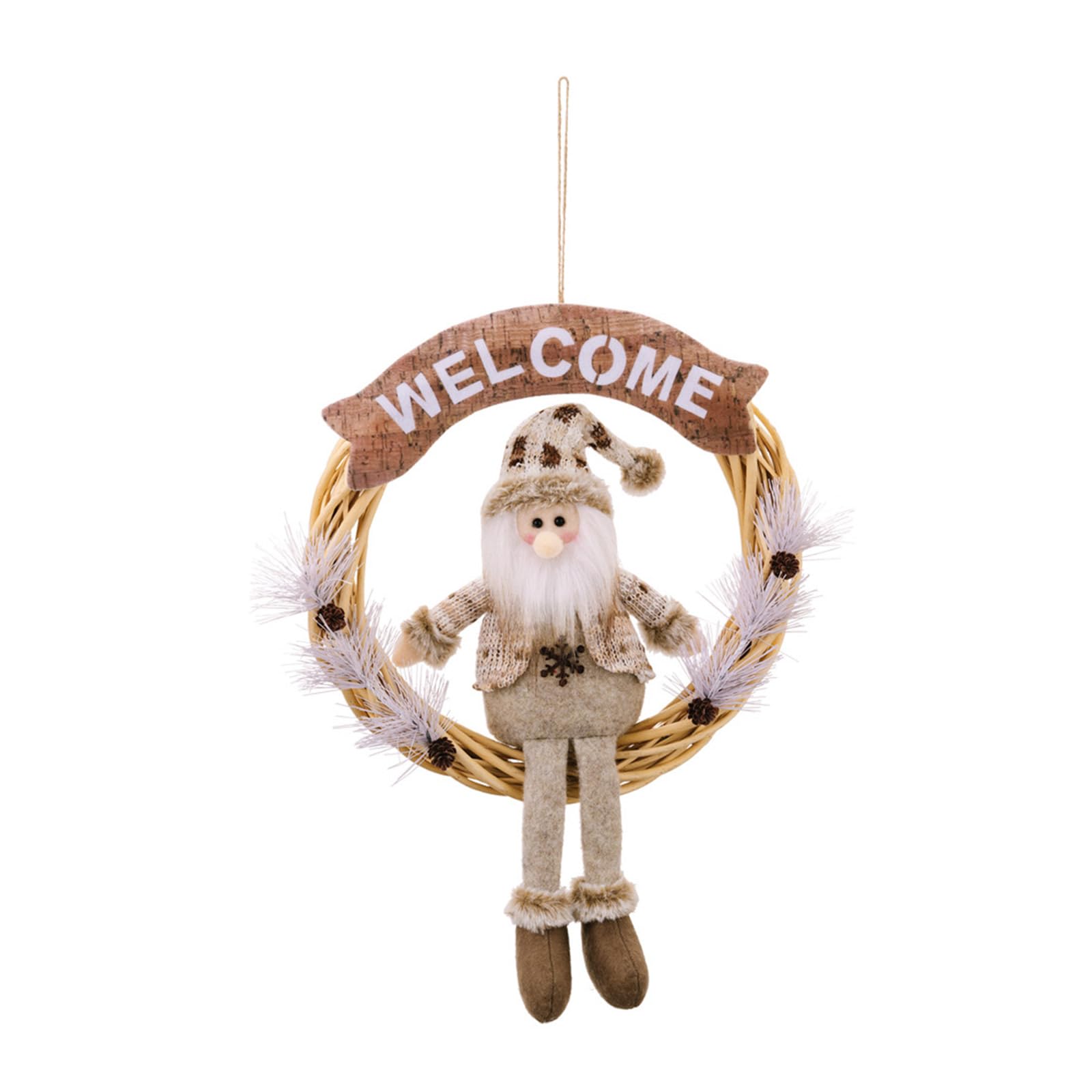 Kalttoy Unique Wreath Hanging Decoration for Christmas Tree Miniature Santa/Snowman/Deer Figure Ornament Dolls Seasonal Decoration Pack