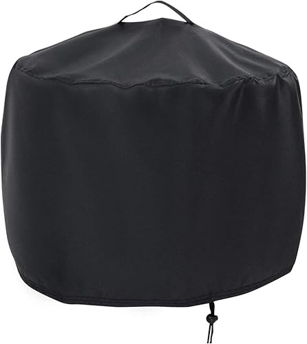 Rilime Cubierta redonda para hoguera de 20 pulgadas de profundidad x 14.5 pulgadas de alto, impermeable, con asas y cordón para jardín al aire libre