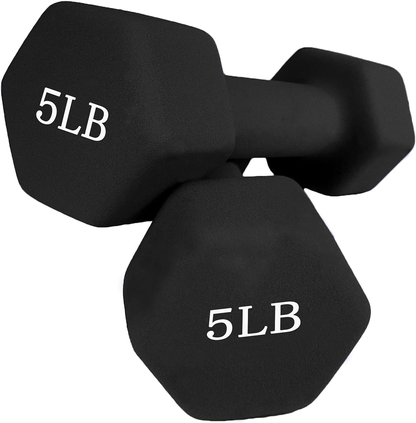 YuniMuse Dumbbells Set of 2 Exact Weights 2/3/4/5/8/10lb Neoprene Coated Dumbbell Set, Matte Non-Slip Surface Hex Shape Colorful Exercise & Fitness Dumbbells (5lb Black, Set of 2) : Sports & Outdoors