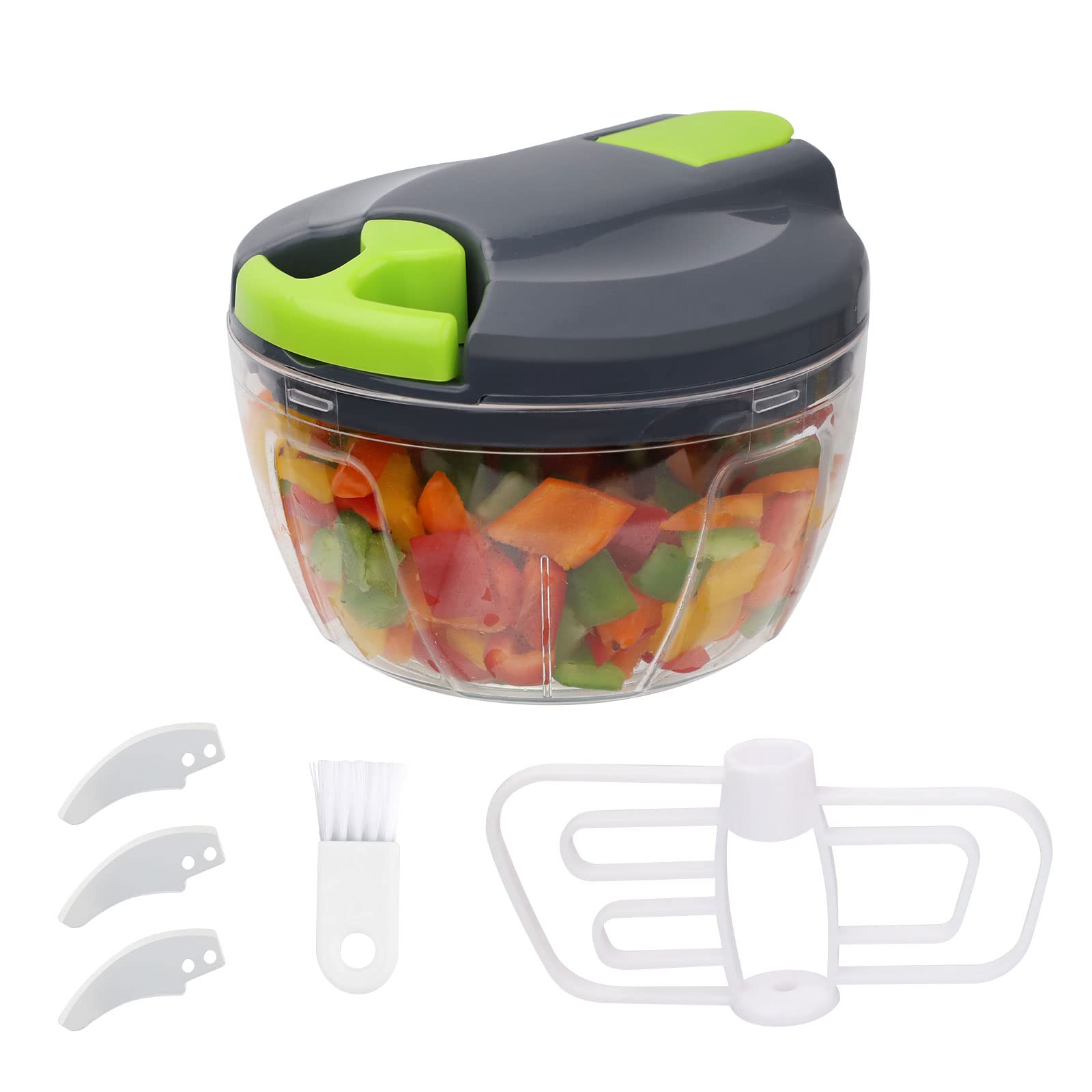 Bugucat Manual Food Chopper 520ML,Food Processors with Cover and Handle,Portable Chopper Shredder,Quick Hand Crusher for Vegetables,Garlic,Parsley, Herb & Onions