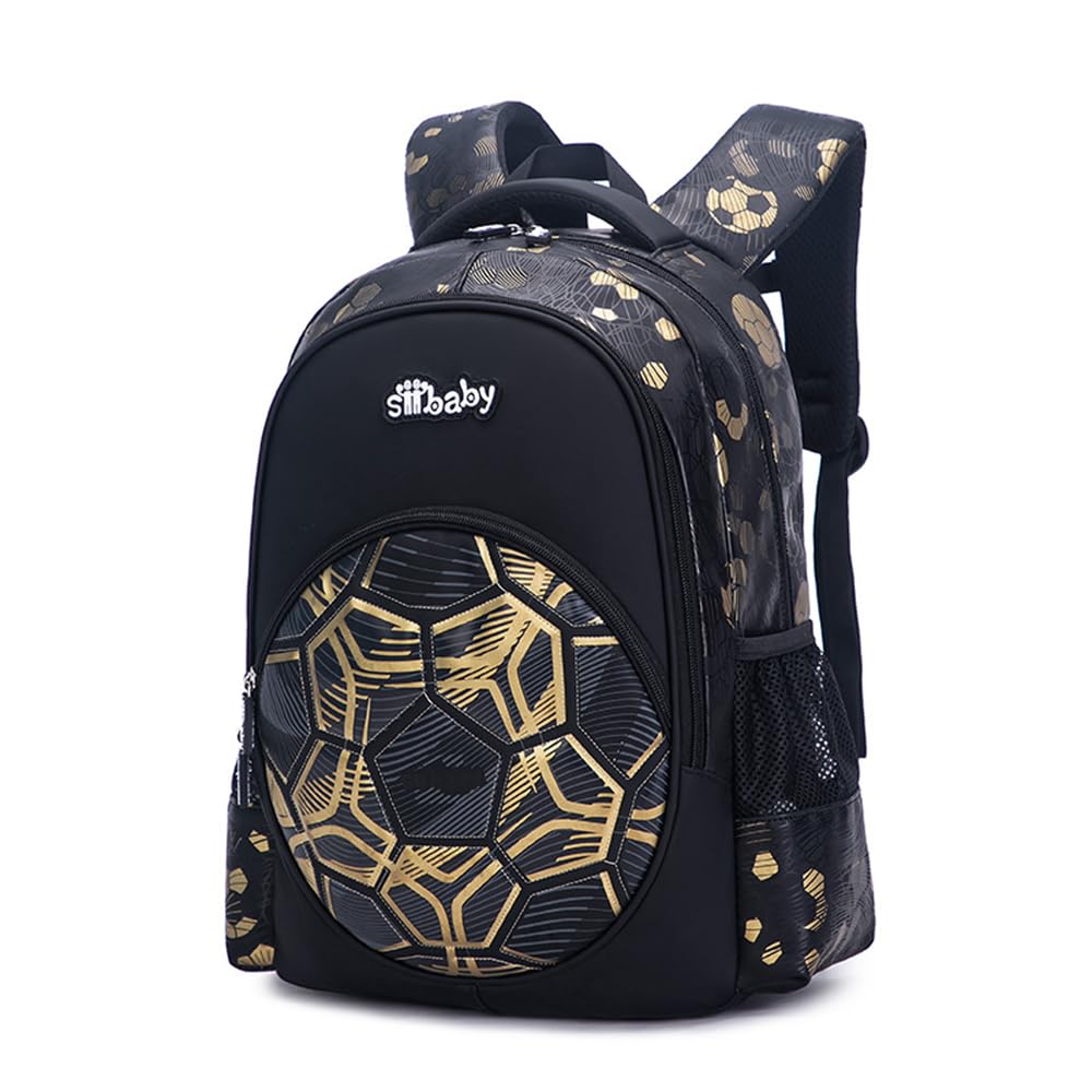 Morbuy Mochila Escolar de Fútbol para Niños, Mochila Escolares Diseño de Fútbol con Bolsillos Laterales, Mochila Multi-Compartimentos Impermeable Viaje Casual para Portátiles