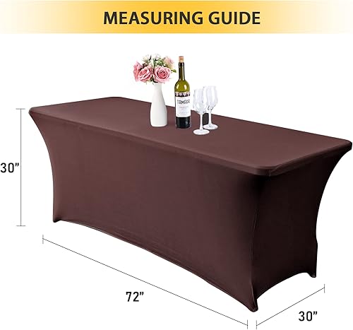 Miniatura 3 de Cvzavbd Paquete de 2 manteles rectangulares ajustables de elastano de 6 pies, tela elástica para muebles de patio, 6 pies sin arrugas, para fiestas,