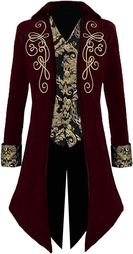 Men‘s Medieval Victorian Jacket Steampunk Tailcoat Masquerade Costumes