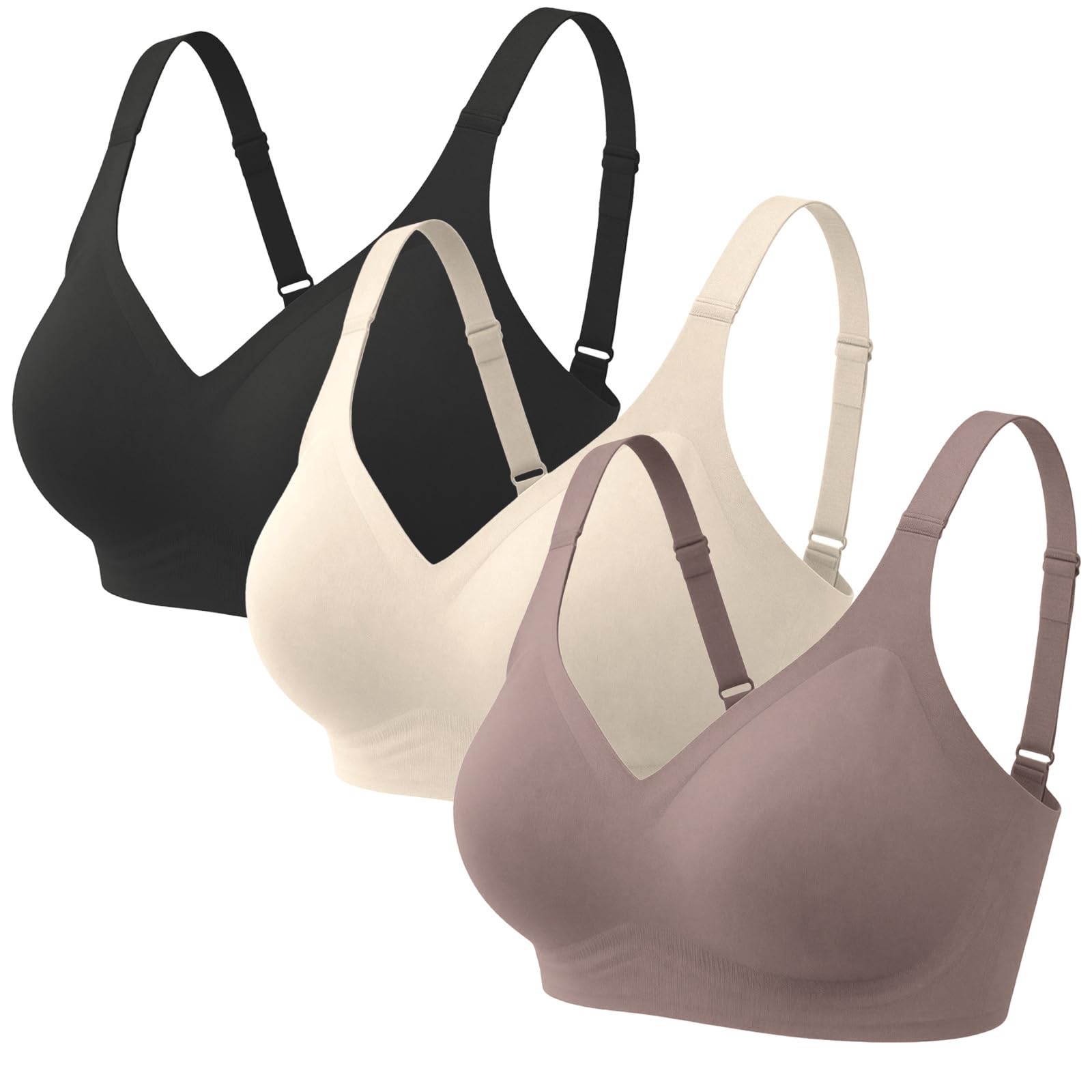 Set de 3 sujetadores para mujer «Jelly»: sin aros y con efecto push-up