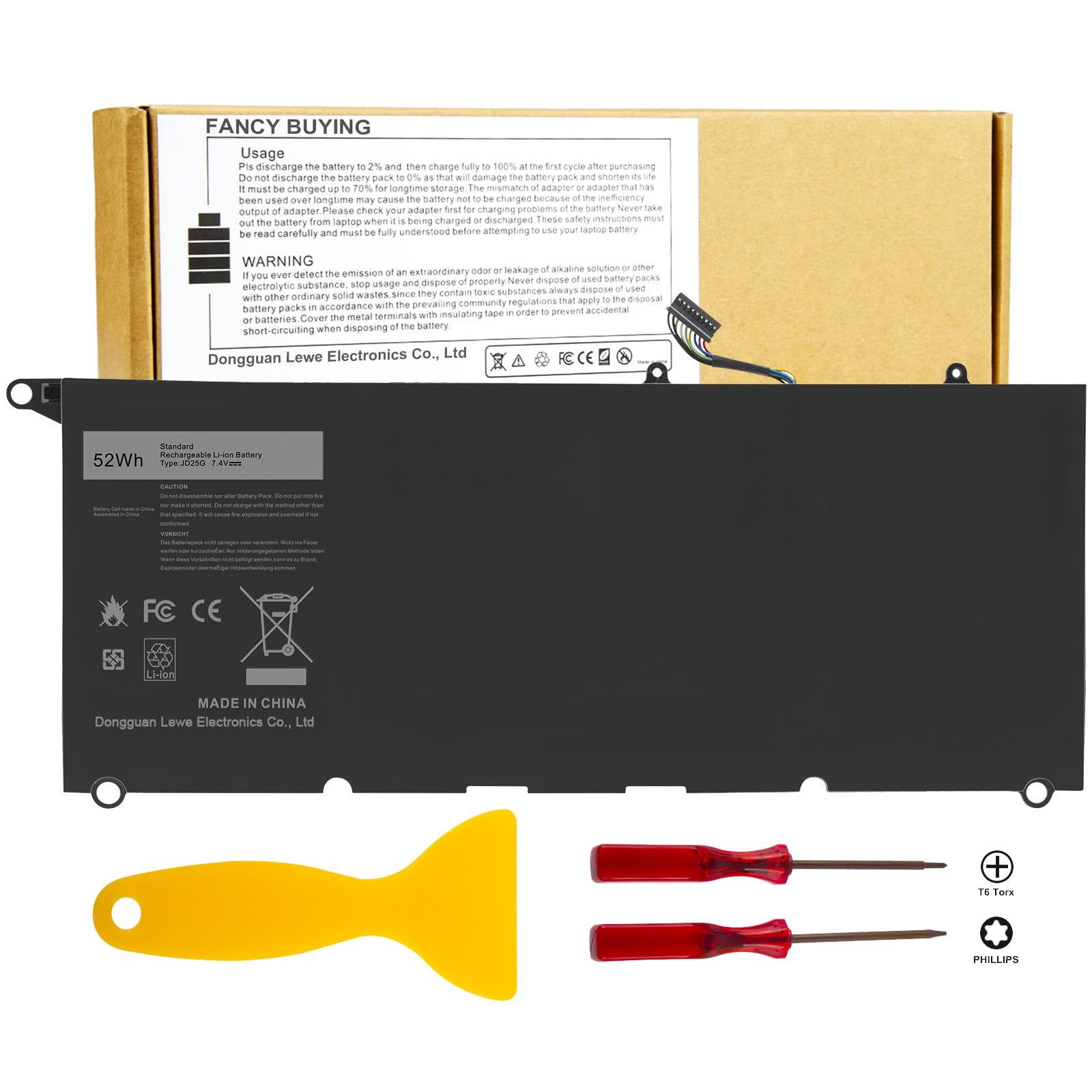 Amazon.com: JD25G 90V7W 0N7T6 P54G 5K9CP JHXPY Laptop Battery