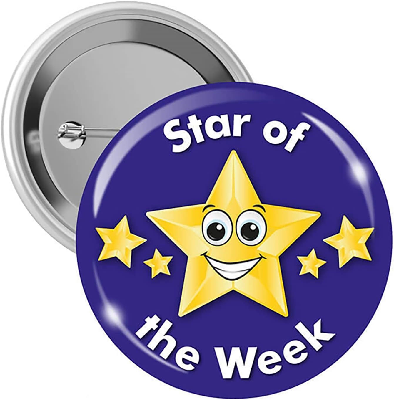 10 Smiley Star Of The Week Childrens Pupils Motivational School Praise Teachers Reward Badges 38mm Primary Teaching Services (Dark Blue)
