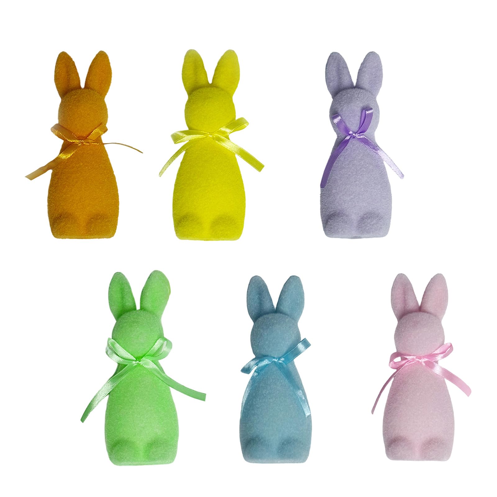 Meiliyizu Flocking Rabbits Ornament with Bowtie Easter Decoration for Outdoor Garden Parties Flocking Rabbits