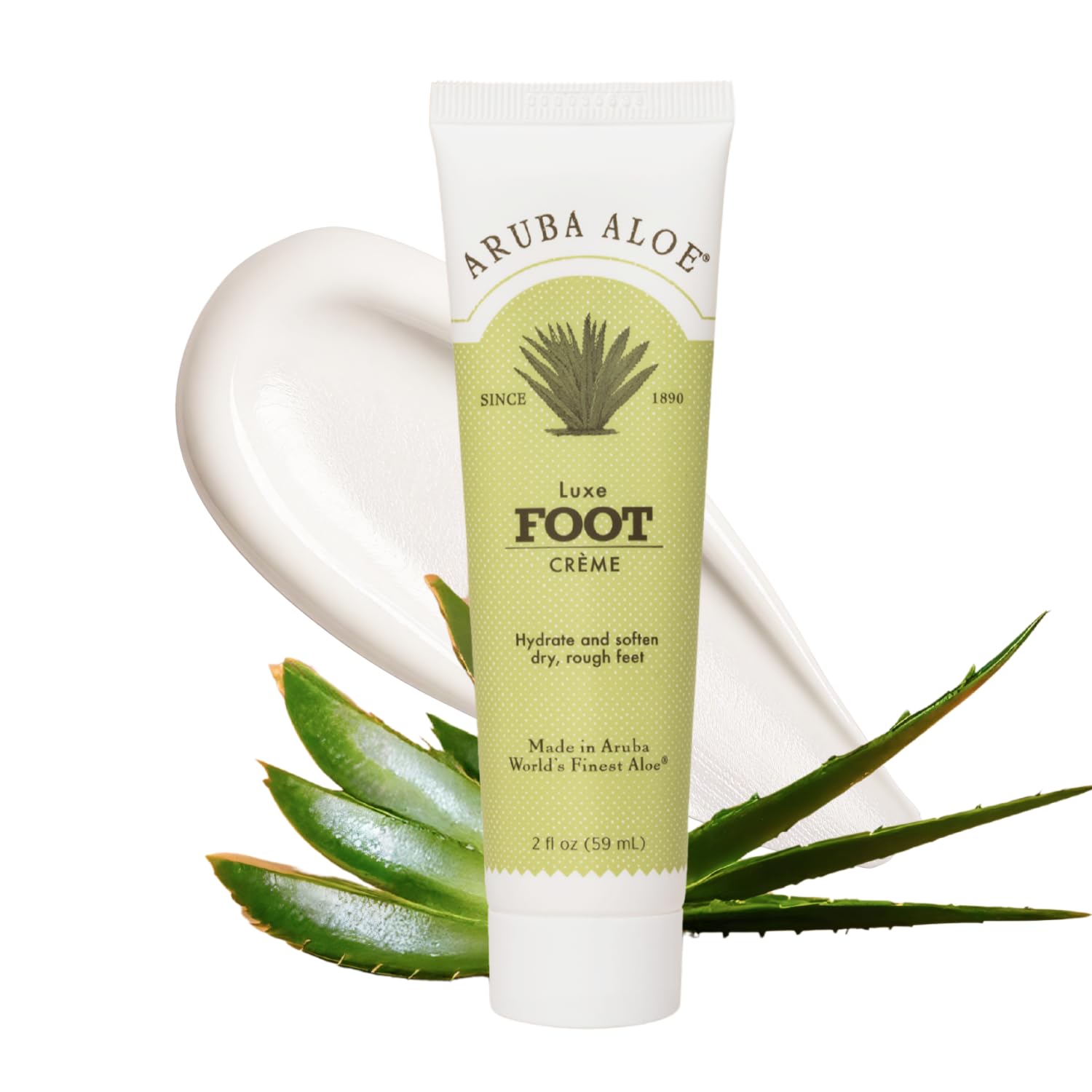 Royal Aruba Aloe Luxe Foot Cream – Nourishing and Hydrating Formula with Minty Scent – 2 Oz Tube