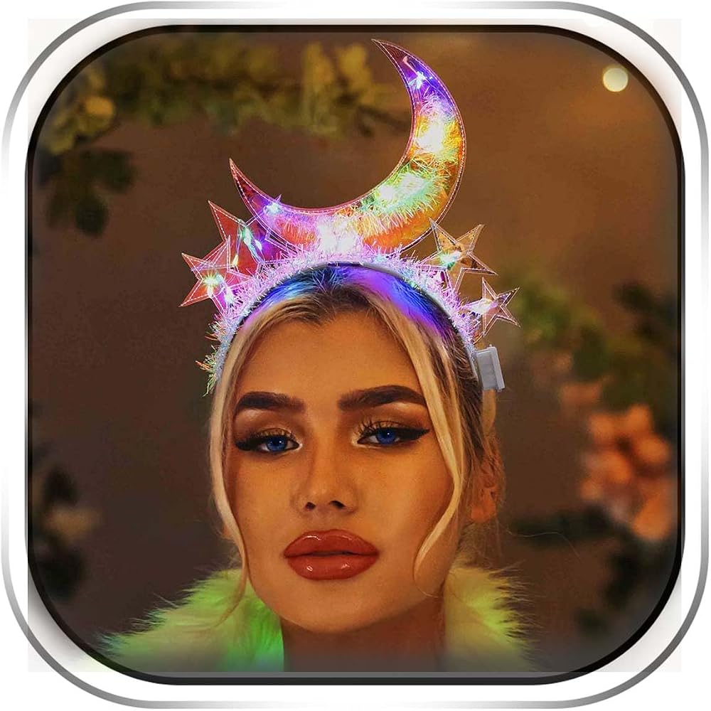 Amazon.com: JEWEKY Light Up Moon Headband Star Headbands Led  display picture 1
