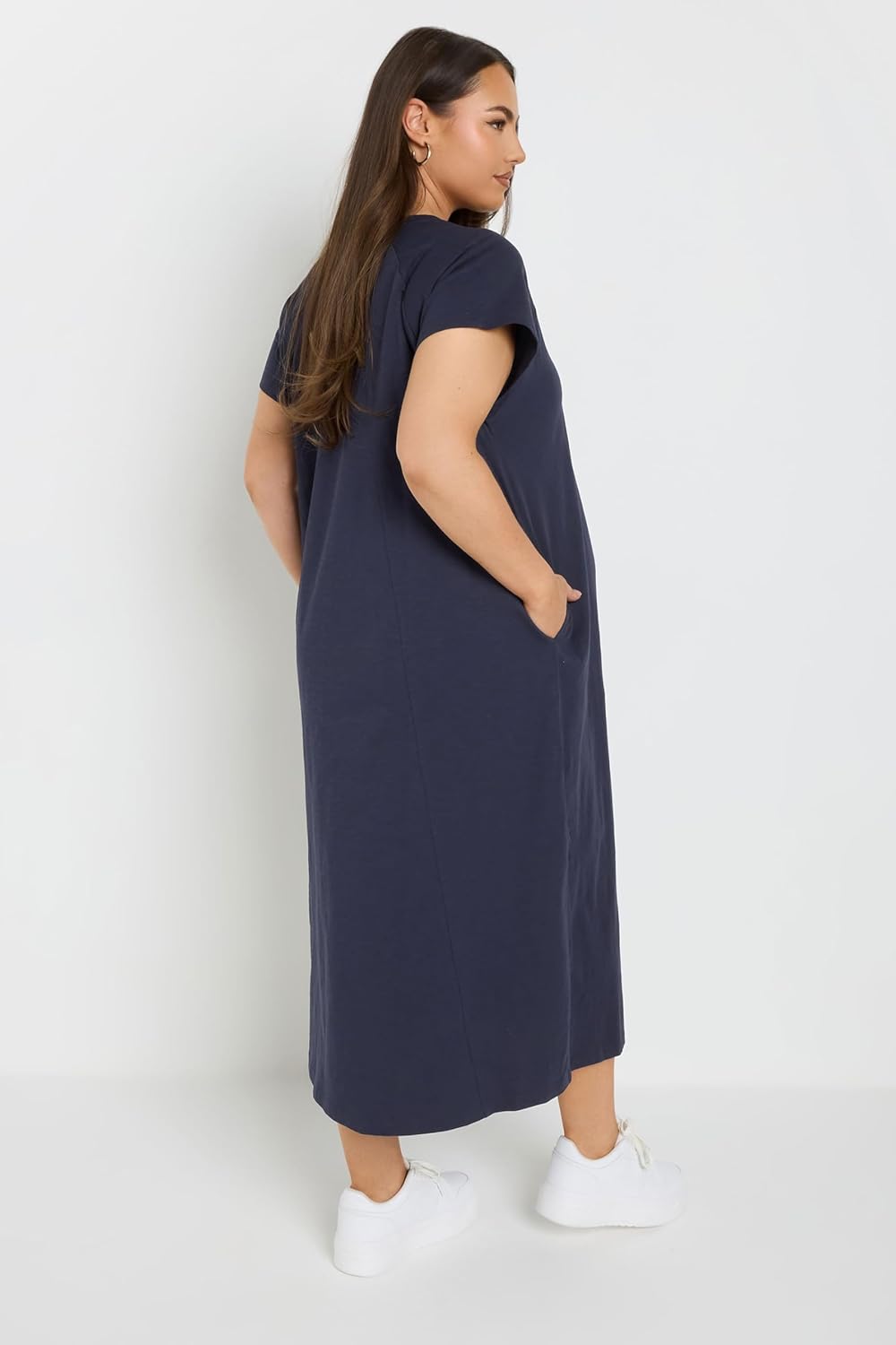Yours Curve Women's Plus Size Maternity Pocket Midi Swing Dress Blue