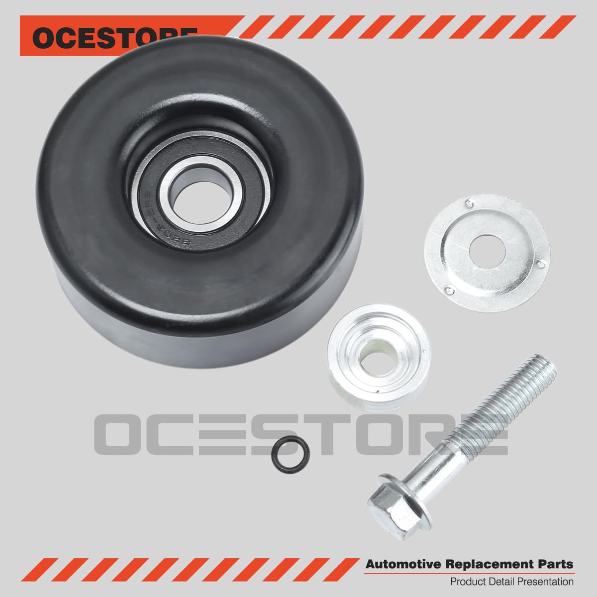 OCESTORE 36299 Idler Pulley for Express Silverado 1500 2500 3500 Idler Pulley for Avana Sierra Idler Pulleys with Bolt 17 mm 0.67" Insert Dust Shield Retainer Spacer Steel Rubber Black 36299