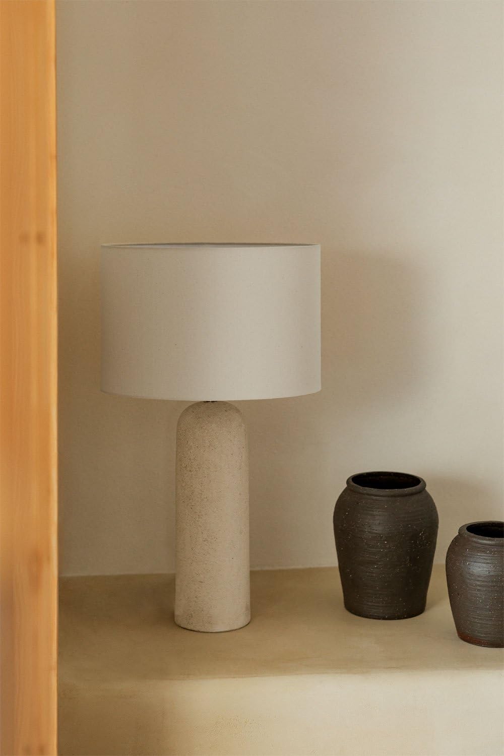 SKLUM Lampe de Table Otile en Lin et Fibre de Verre