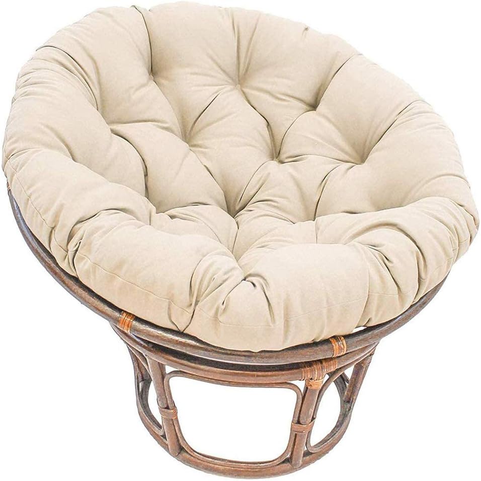 Beige Papasan Chair Cushion, Garden Round Seat Pads in Water Resistant Fabric Hammock Swings Chair Cushion for Indoor Outdoor(Not Include Chair),47.2x47.2inch