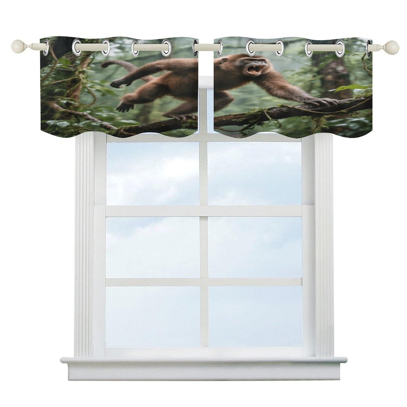 Fekiloot Style Howler Monkeys Short Curtains Valance Curtain