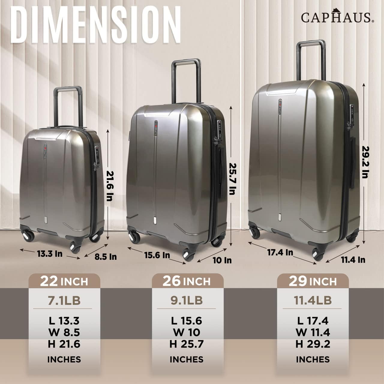 review CAPHAUS Hardside Expandable Luggage with Spinner Wheels, 3-Piece Set Hardshell Suitcase, Lightweight Durable Luggage Sets (22/26/29), Airline Approved Size, Ideal For Traveling, Glossy Red