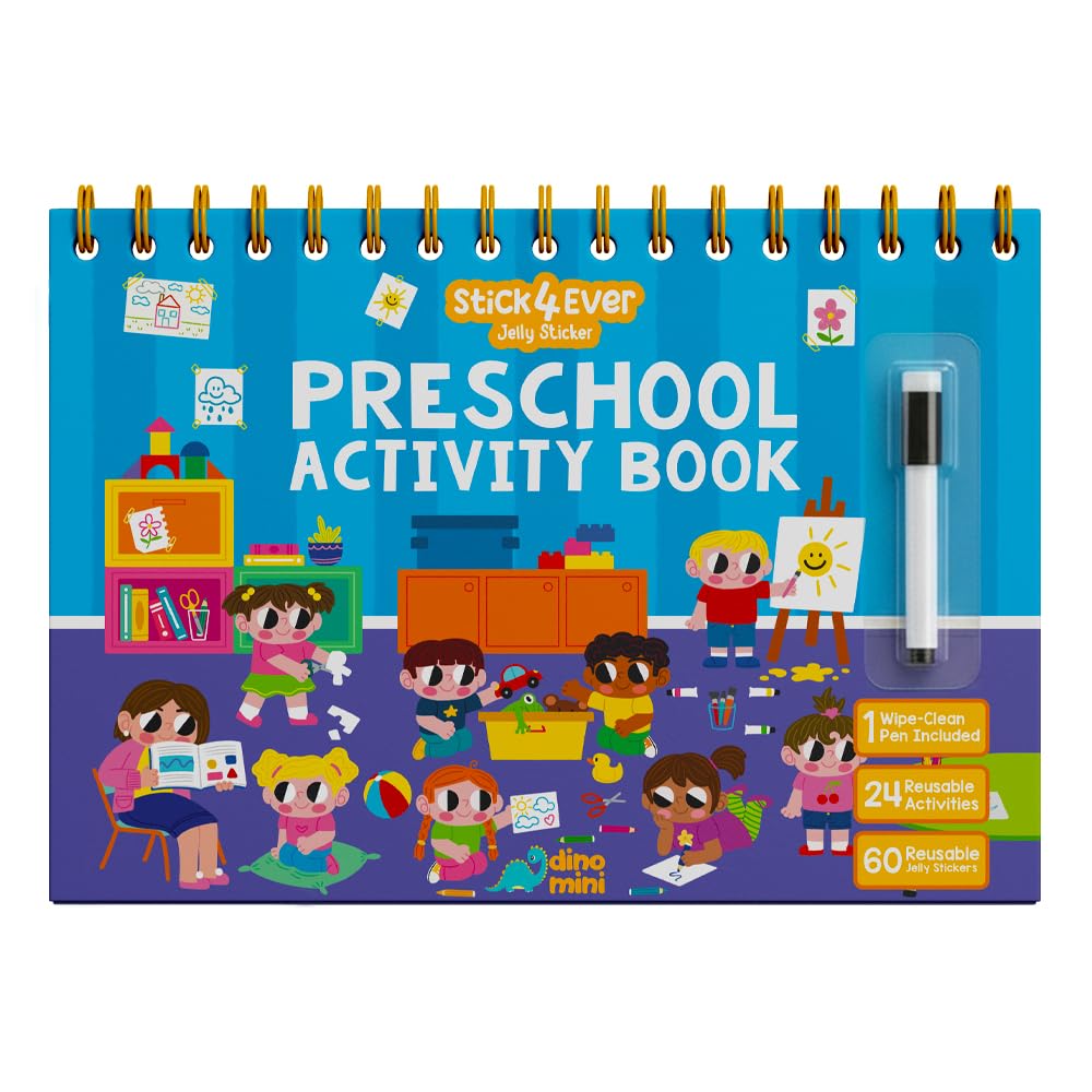 Stick4Ever Vorschul-Aktivitätenbuch – wiederverwendbares Stickerbuch für Kleinkinder von 2–4 Jahren – Saubere, pädagogische Reiseaktivität für Kinder, Jungen und Mädchen – kein Durcheinander