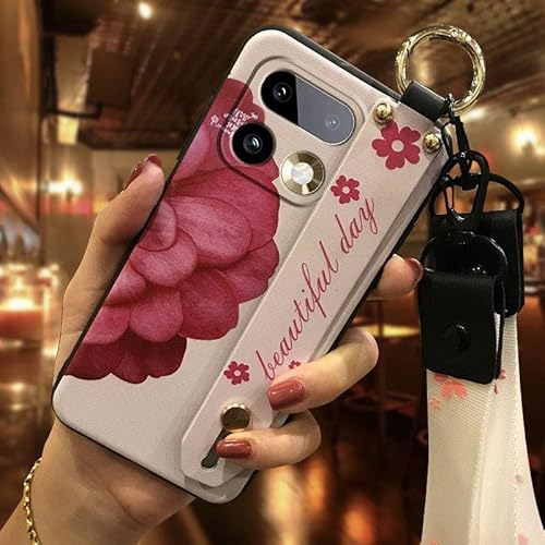 Phone Case Compatible with OPPO Realme16 Pro Plus, Lanyard Kickstand Silicone Ring Design Wrist Strap Phone Holder Durable Anti-