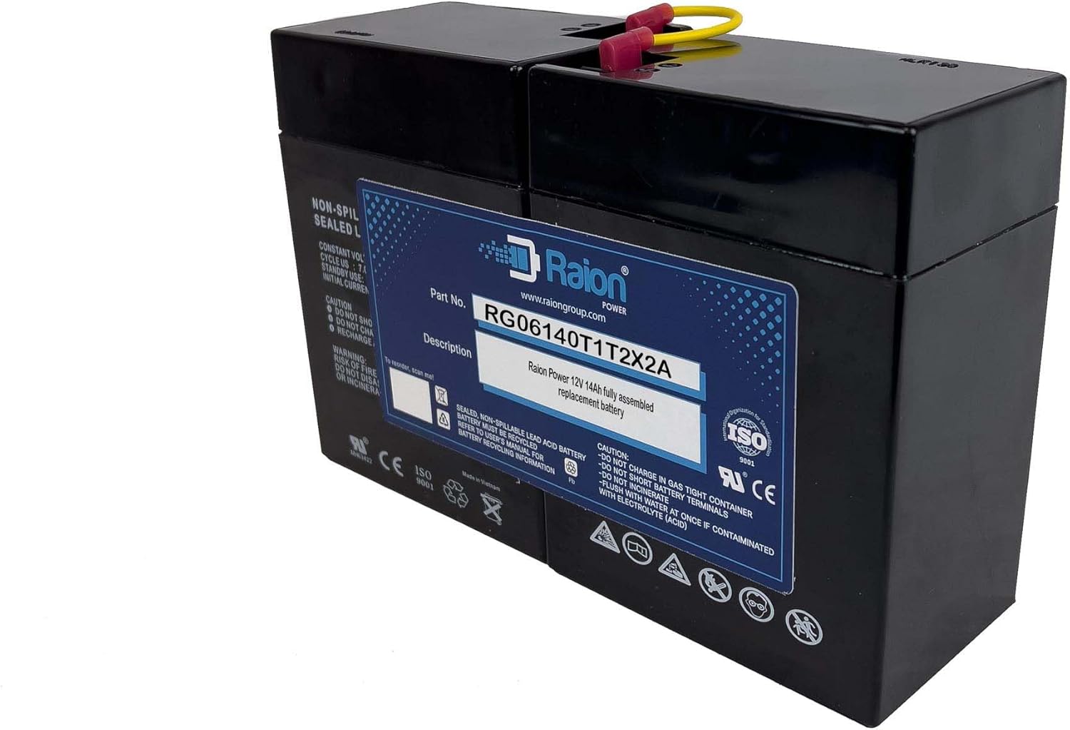 Raion Power 12 V 14Ah Sealed Lead-Acid (SLA/AGM) Replacement Battery – Maintenance-Free, Non-Spillable – Compatible with Parmak 902, MAG12SP & MAG12 SP Solar Electric Fence Systems