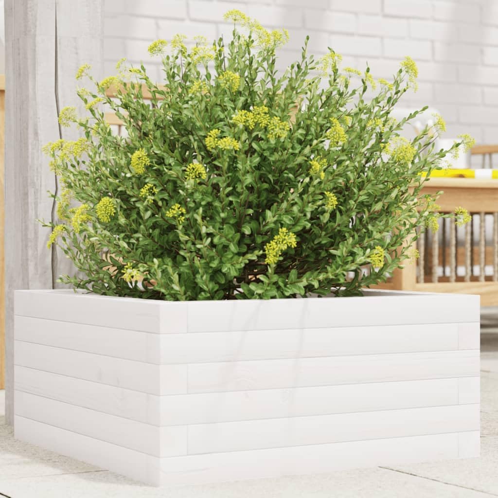 Generico Fioriera da Giardino Bianca 50x50x23 cm Legno Massello di Pino,Prato e Giardino,Giardinaggio,Vasi e fioriere-847184