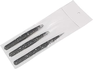 AAProTools 3 Premium Stainless Steel Eyebrow Tweezers with Pouch, Tweezers Set with Slant, Straight and Pointed Tips-Precision Calibrated-Best for Eyebrow, Ingrown Hair and Splinters (Black & White)