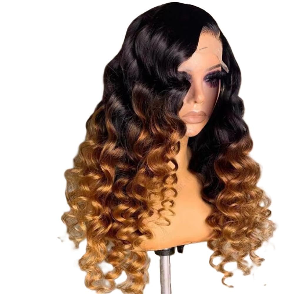 Accessori Parrucche Parrucca Anteriore Pizzo Riccio Profondo Biondo Scuro 26 Pollici Colla Senza Colla 180 Densità Donna Quotidiana(26inches)