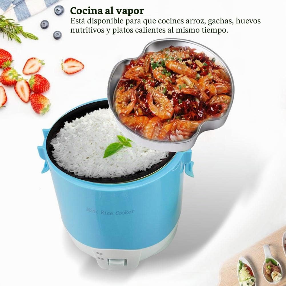 Olla Arrocera Multifuncional Portátil Eléctrica De 2 Tazas De 24V 180W 1. 6L, Vaporizador De Alimentos Para Coches, Cocina Para Sopa, Gachas De Avena Y Arroz(azul)