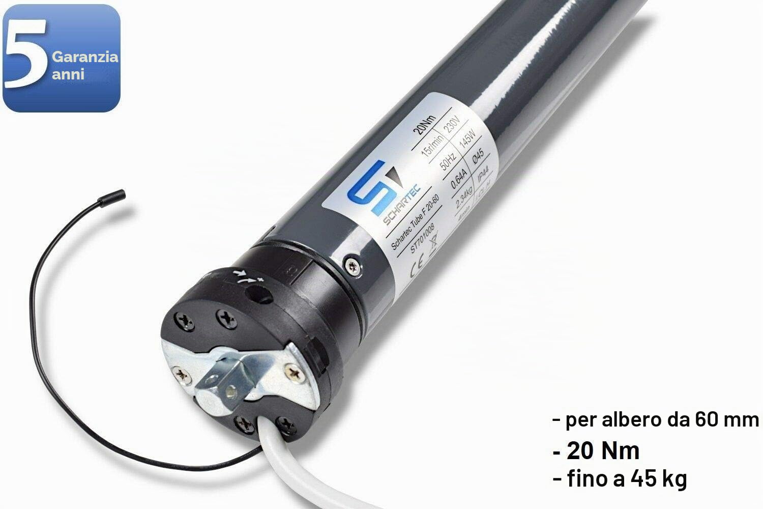 SCHARTEC Motore per tapparelle con telecomando per tapparelle – motore tubolare, interruttore radio per tapparelle – controllo tapparelle – albero 40 e 60 mm – telecomando