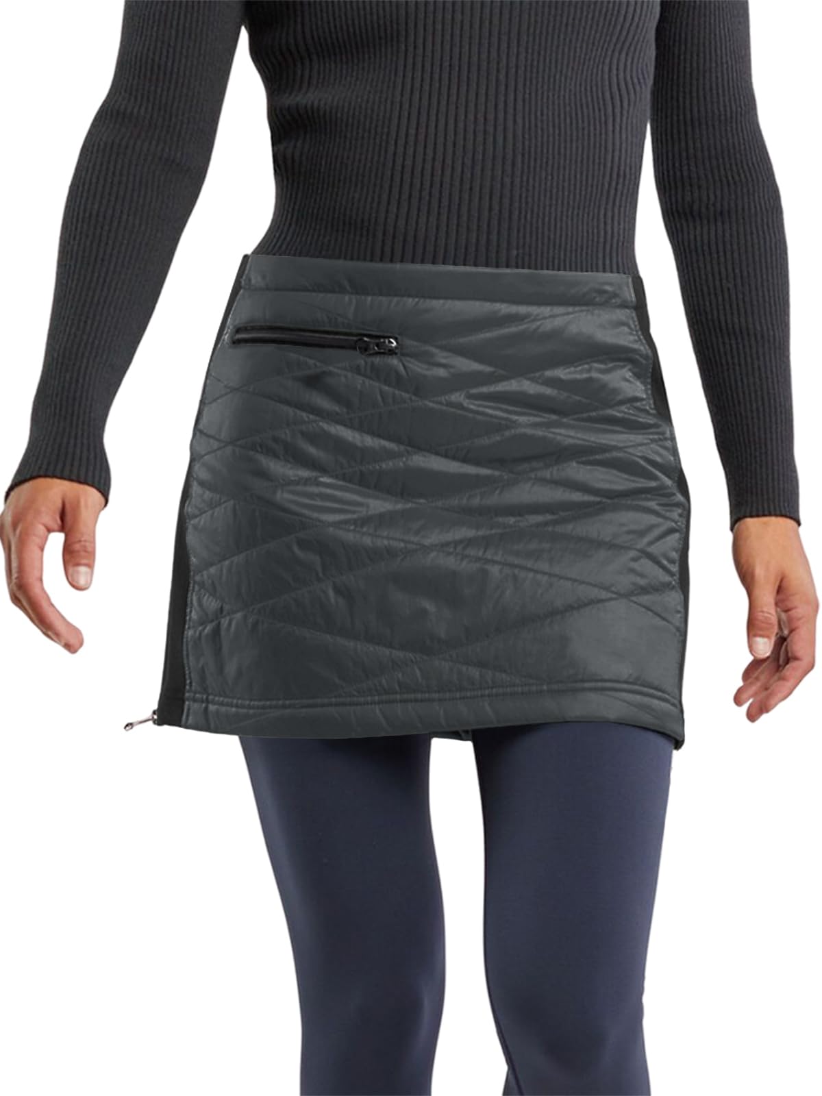 Fisoew Faldas acolchadas para mujer, con cremallera, aislantes, para senderismo, correr, golf, con bolsillos