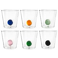 H&H Set 6 Bicchieri in Vetro Borosilicato, Trasparente