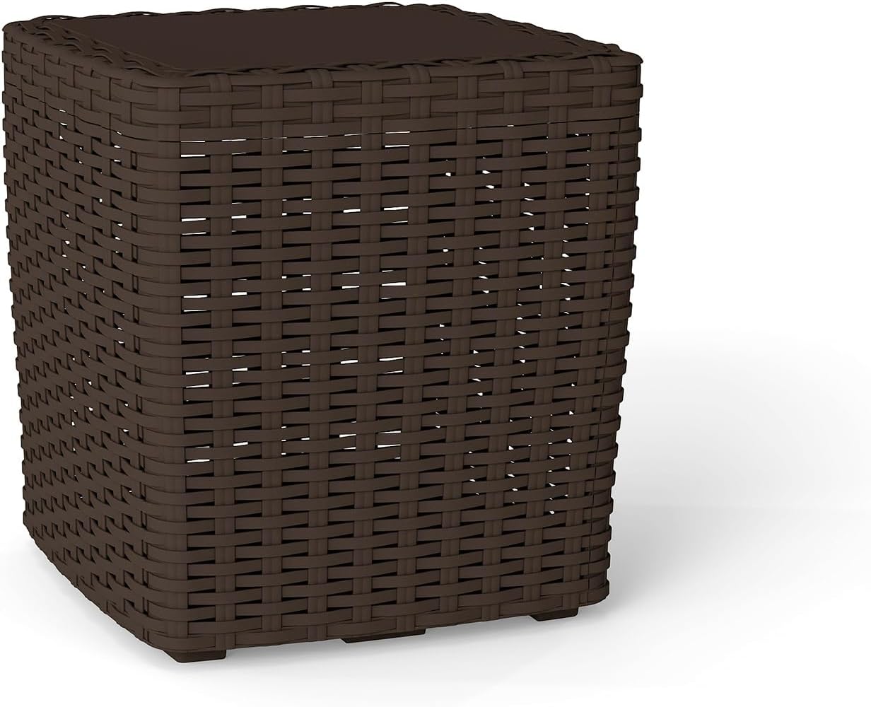 14 Gallon Outdoor Storage Box, Faux Rattan Deck Box with Removable Lid & Lockable Feature, All-Weather Waterproof Storage Bench for Poolside, Garden Tools Delivery Packages, Brown