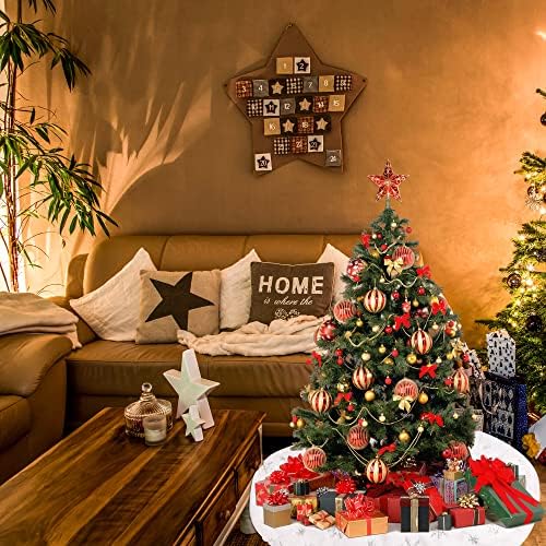 Christmas Tree Skirt, 36 Inch Double Layers Thick Plush White Snowflake Xmas Tree Skirt for Christmas Tree, Xmas Tree Cover Mat for Home, Party