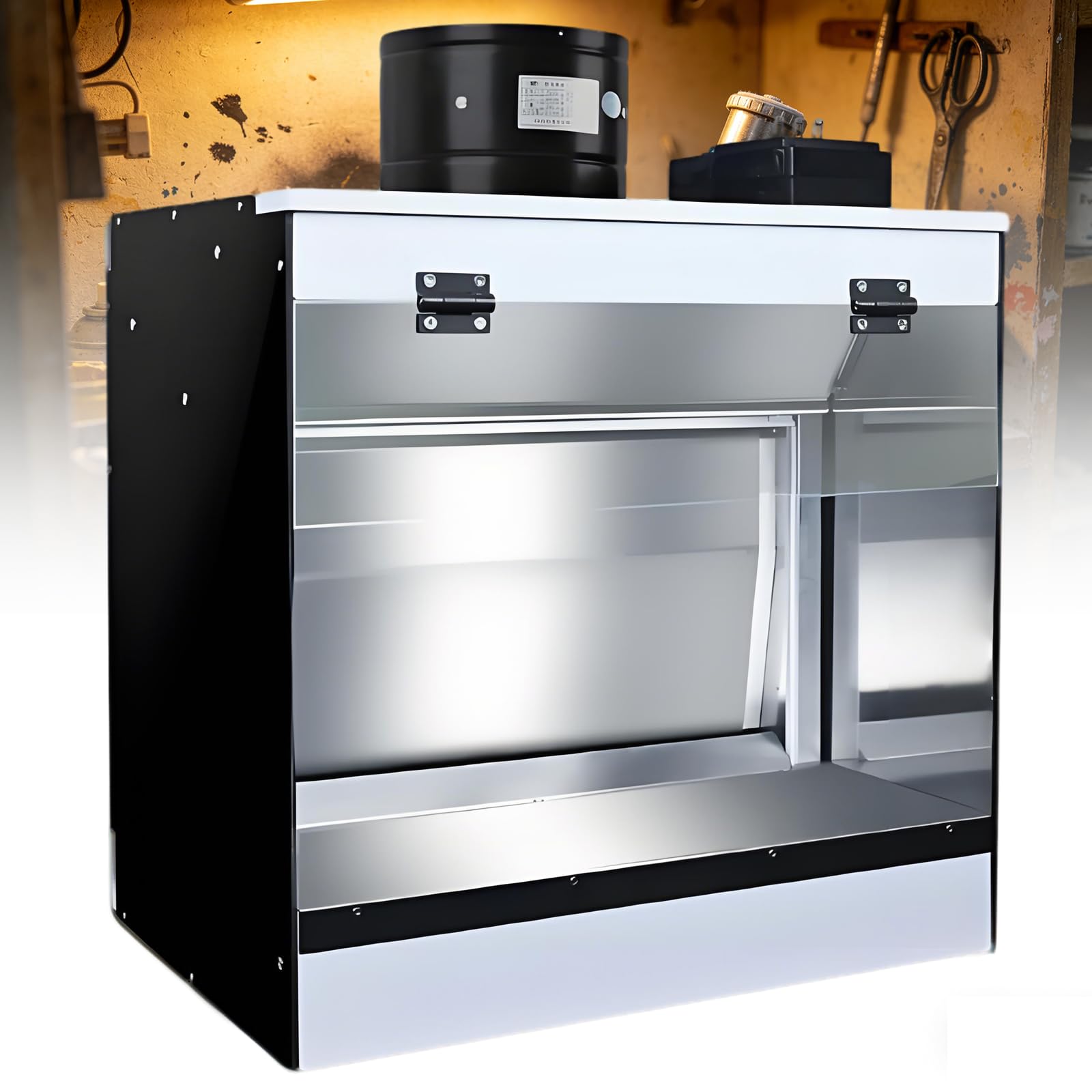 Gavscient Airbrush spray booth, Airbrush Spray Booth with Waterfall, with Water Curtain Exhausting Air System, LED Lighting, for Model Cake Nail Art Pottery & Crafts