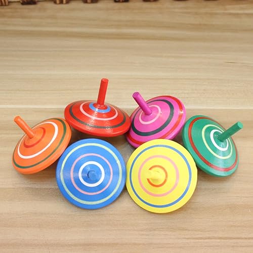 Miniatura 6 de GoodPlay Giroscopio, 3 unids/set hecho a mano pintado madera spinning Tops, juguetes educativos de jardín de infantes