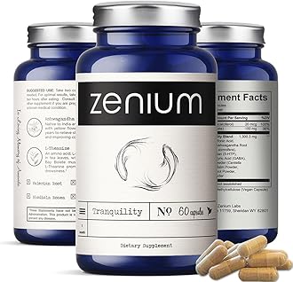 - Zenium - Relieve Stress, Tension, Worry, Nervousness, & Irritability | Calm The Mind & Body | Ayurvedic | Natural Relief Supplement | Boosts Mood | Ashwagandha, L-Theanine, GABA, Rhodiola |60 Capsules