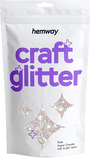 Hemway Craft Glitter Multi Purpose Flakes for Arts Crafts Tumblers Resin Epoxy Nails Wax Scrapbook Glass Schools Decorations - Mother of Pearl Iridescent - Super Chunky (1/8" 0.125" 3mm) 100g / 3.5oz